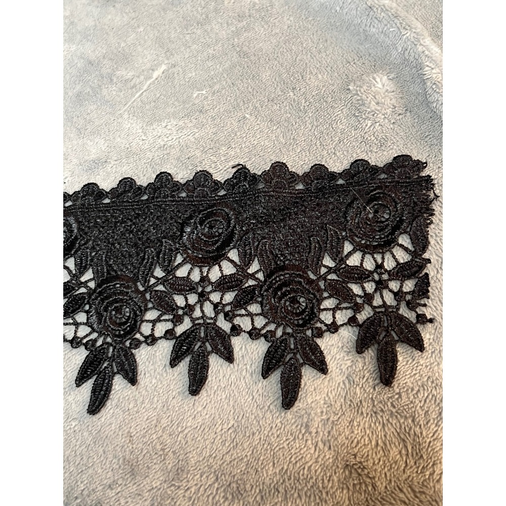 Black Floral Venise Lace Trim 4 86" Roses Leaves Embroidered Sewing Craft Gothic